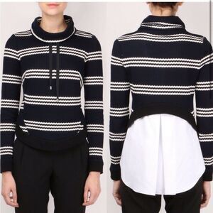 Veronica Beard Kensington Sweater Size M Striped Knit Layered Look Pullover